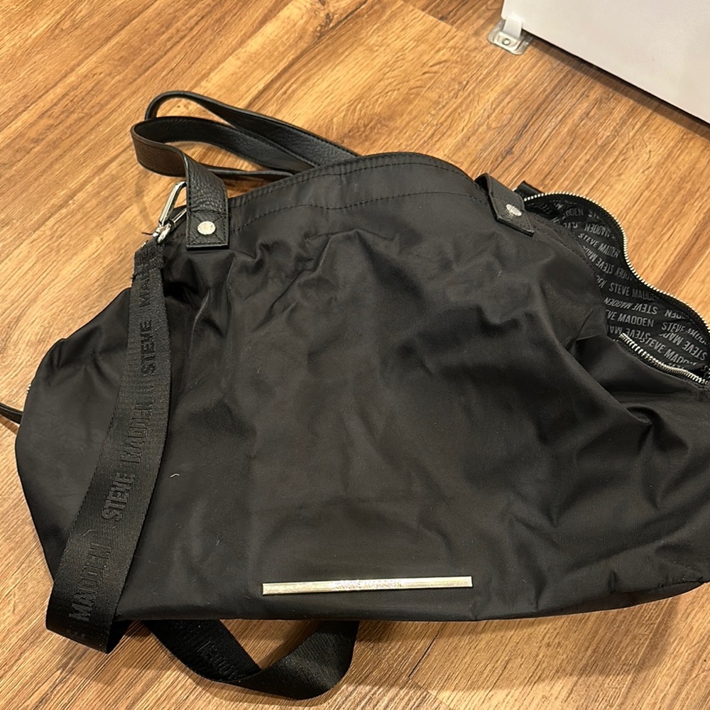 Steve Madden Black Duffel Bag with Reflective Detail